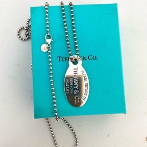 Tiffany 18” beaded chain oval  tag